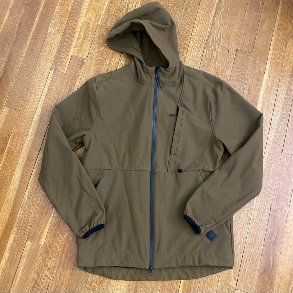Off The Grid Afterburner Jacket Men's Small Brown Full Zip Hood Fleece Lined
